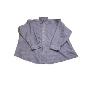 Brooks Brothers Madison 17.5-36 Blue White Glen Plaid Non-Iron Supima Cotton